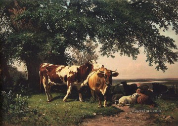 Iván Ivánovich Shishkin Painting - Rebaño bajo los árboles 1864 paisaje clásico Ivan Ivanovich